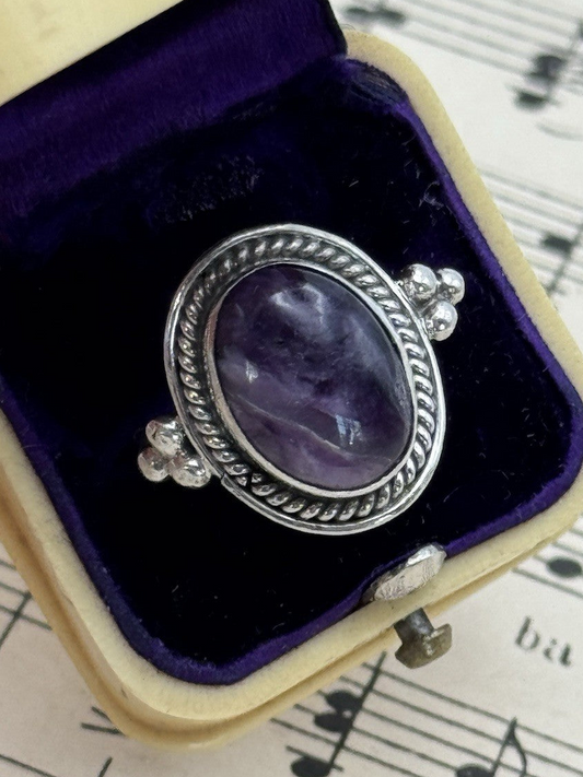 Vintage Amethyst Artisan 925 Sterling Ring Size 6.5