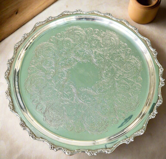 Vintage Silverplate Tray Webster Wilcox International Silver American Rose 18”