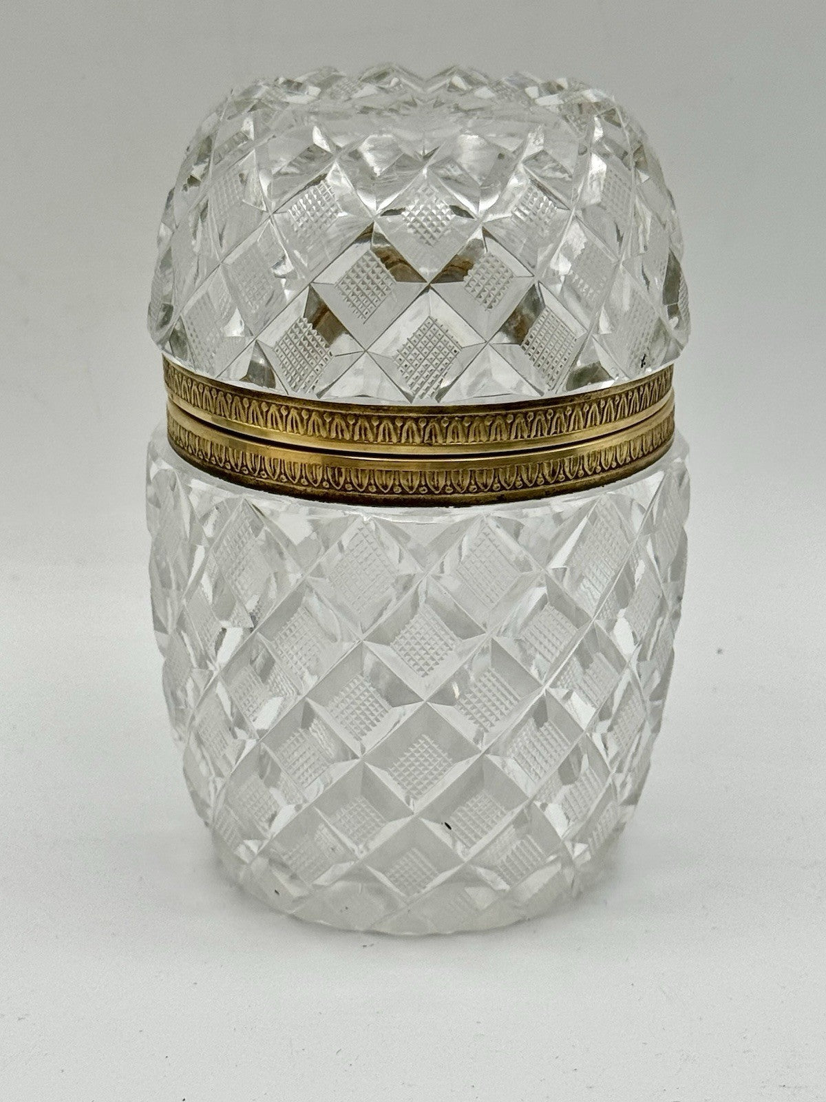 Antique French Cut Crystal Casket Box Baccarat STYLE Ormolu Made in France