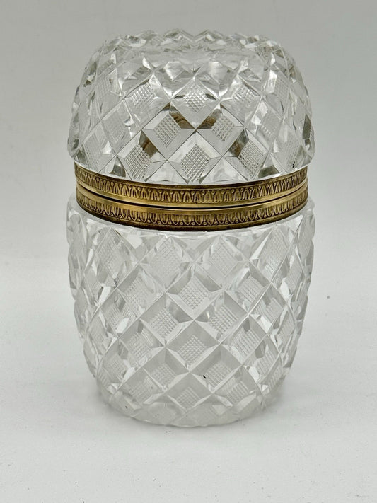 Antique French Cut Crystal Casket Box Baccarat STYLE Ormolu Made in France