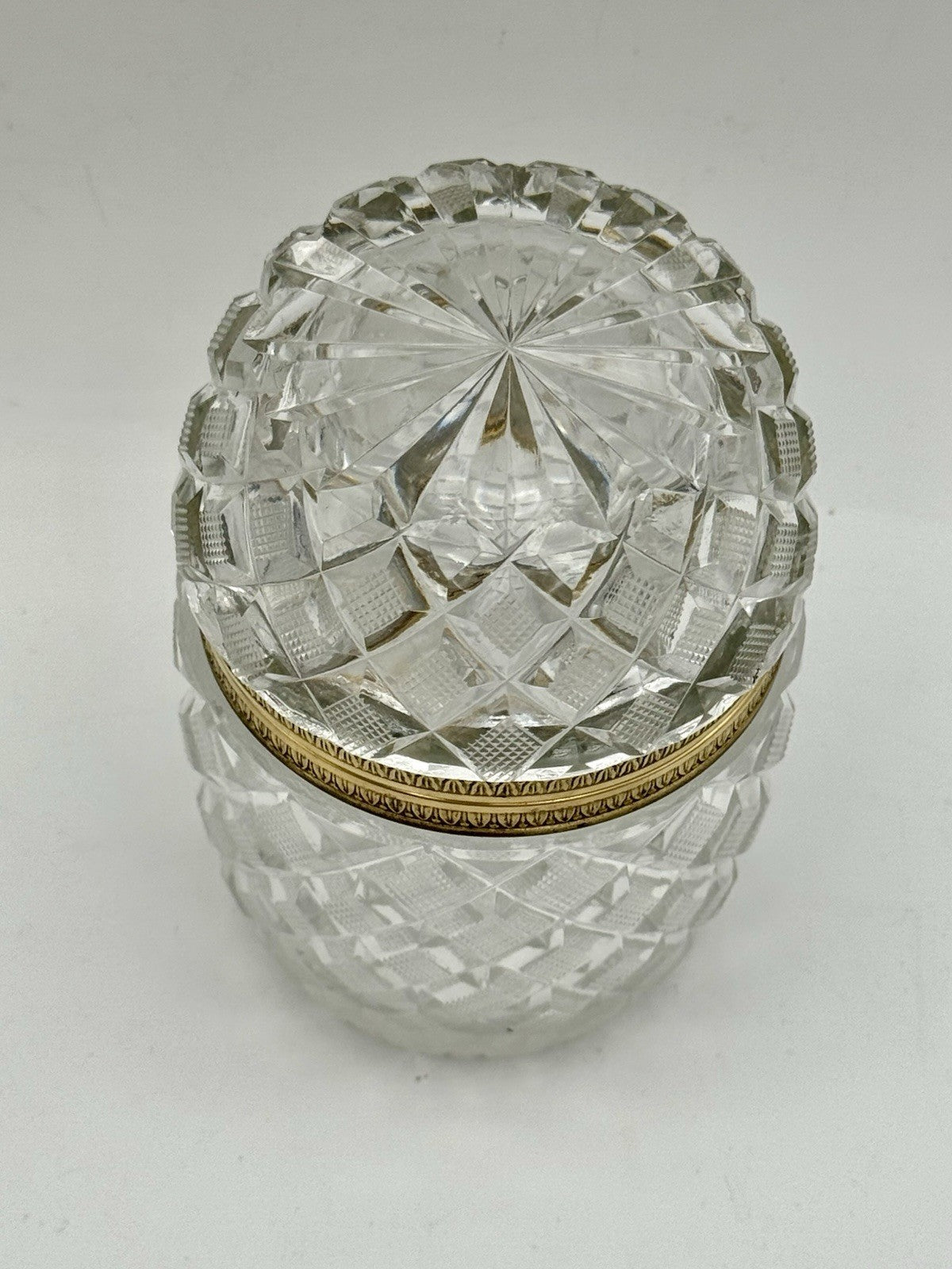 Antique French Cut Crystal Casket Box Baccarat STYLE Ormolu Made in France