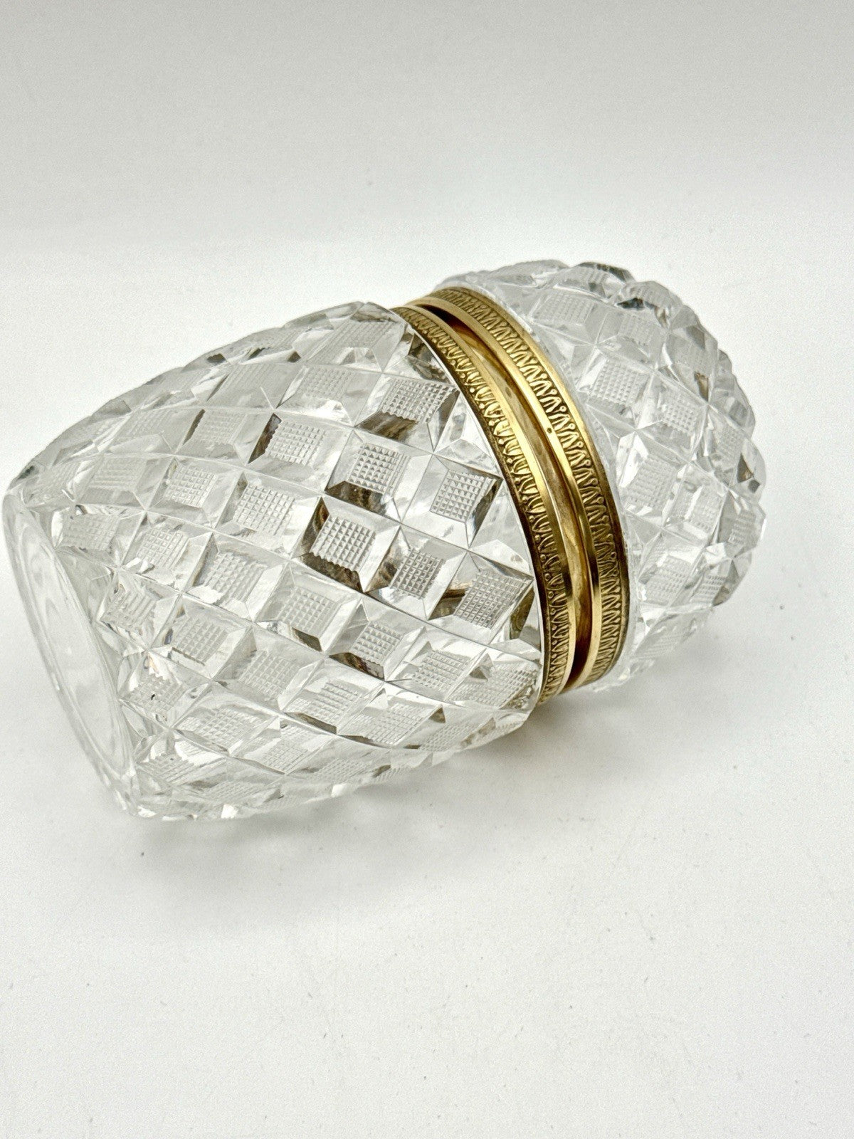 Antique French Cut Crystal Casket Box Baccarat STYLE Ormolu Made in France