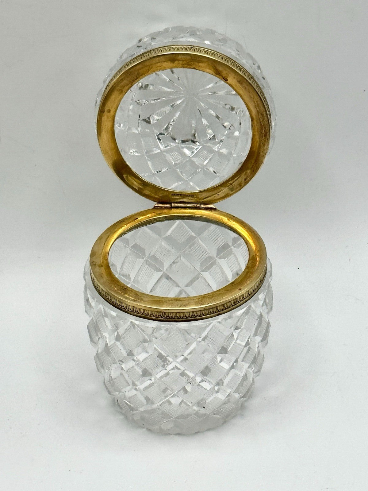 Antique French Cut Crystal Casket Box Baccarat STYLE Ormolu Made in France