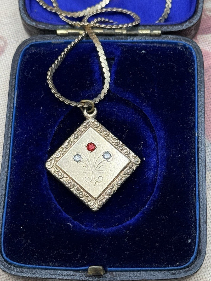 Antique Gold Filled Fob Pendant Necklace w/ Vintage Chain 23” C.1900s