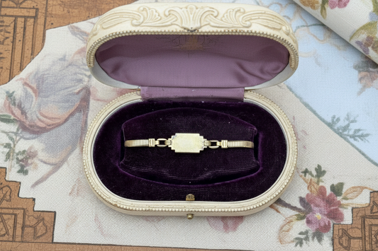 Vintage Duro Charm 10K Gold on Silver 6.5” Bracelet Fob No Monogram Art Deco