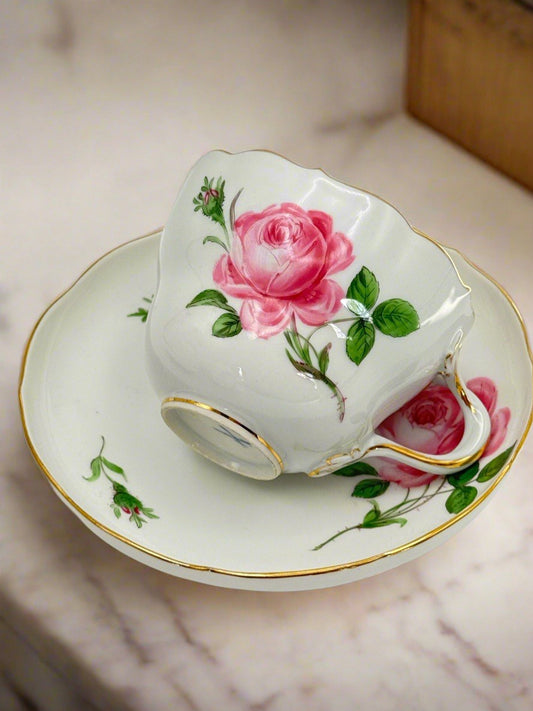 Meissen Coffee Cup & Saucer Rosa Rose Pink 2nd Quality Dresden ONE Cup & Saucer