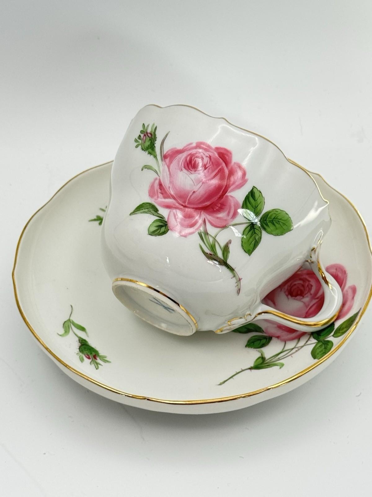 Meissen Coffee Cup & Saucer Rosa Rose Pink 2nd Quality Dresden ONE Cup & Saucer
