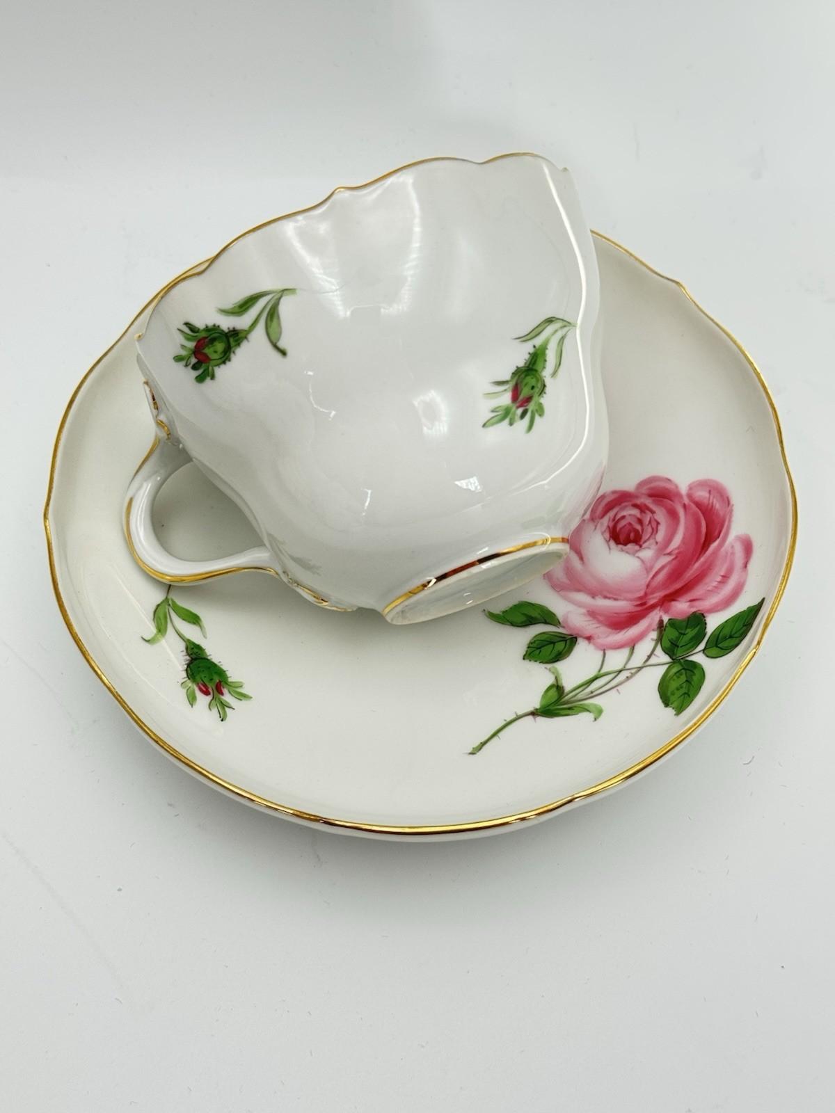 Meissen Coffee Cup & Saucer Rosa Rose Pink 2nd Quality Dresden ONE Cup & Saucer