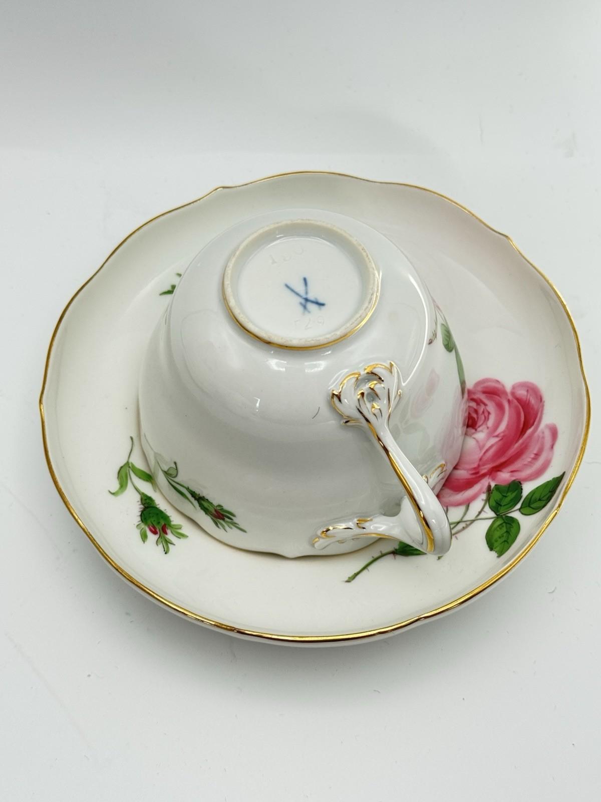 Meissen Coffee Cup & Saucer Rosa Rose Pink 2nd Quality Dresden ONE Cup & Saucer