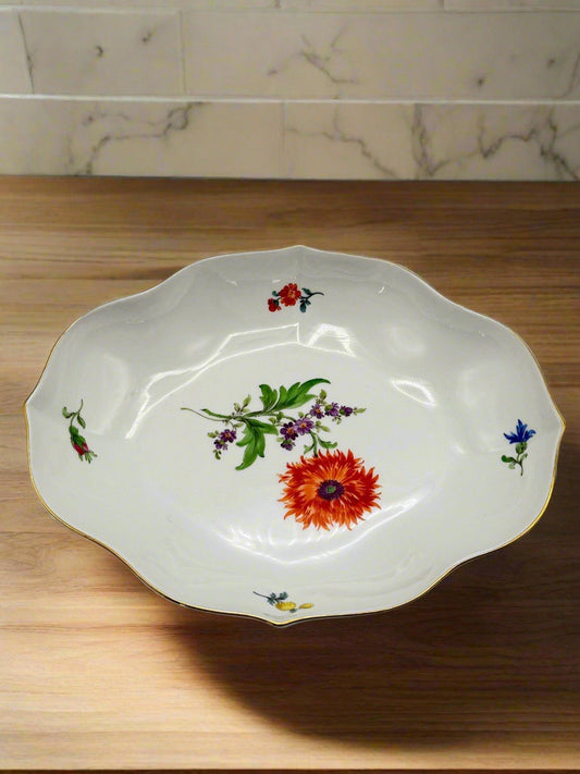 Meissen Dish Floral Hand Painted 7.25” x 6” 2nd Quality