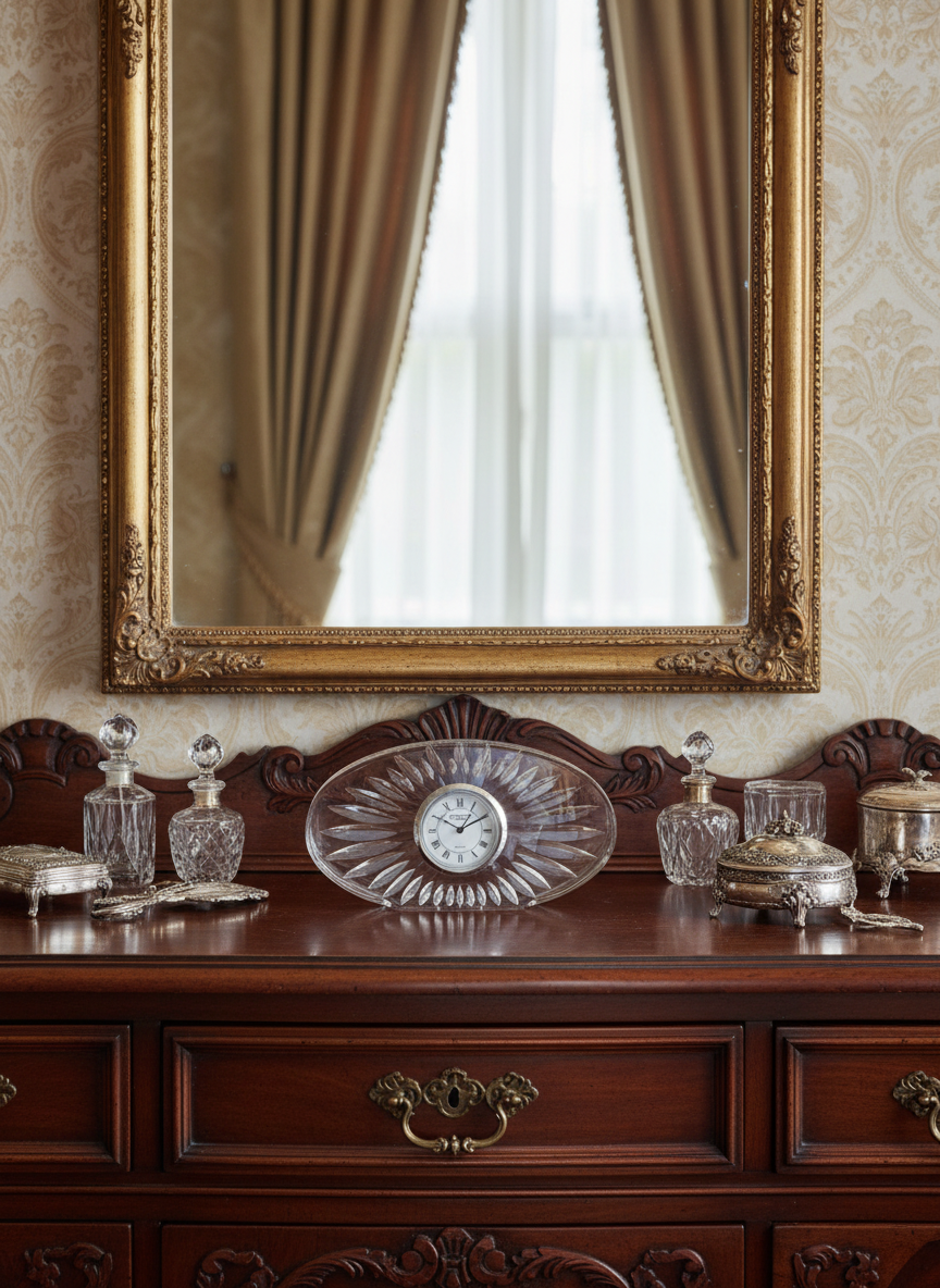 Waterford Clock Crystal Quartz Oval Cut Glass Desk Mantel Clock Roman Numerals 4.75” by 2.5” by 1”