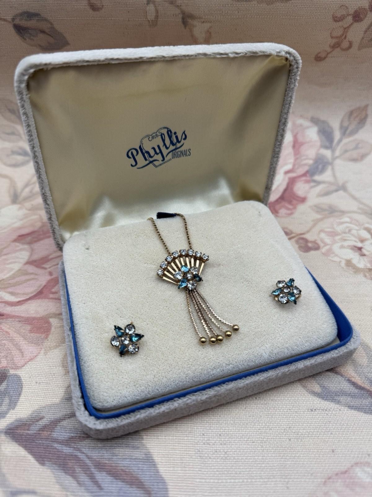 Vintage M&S Gold Filled Demi Parure Necklace Brooch & Earrings BOXED
