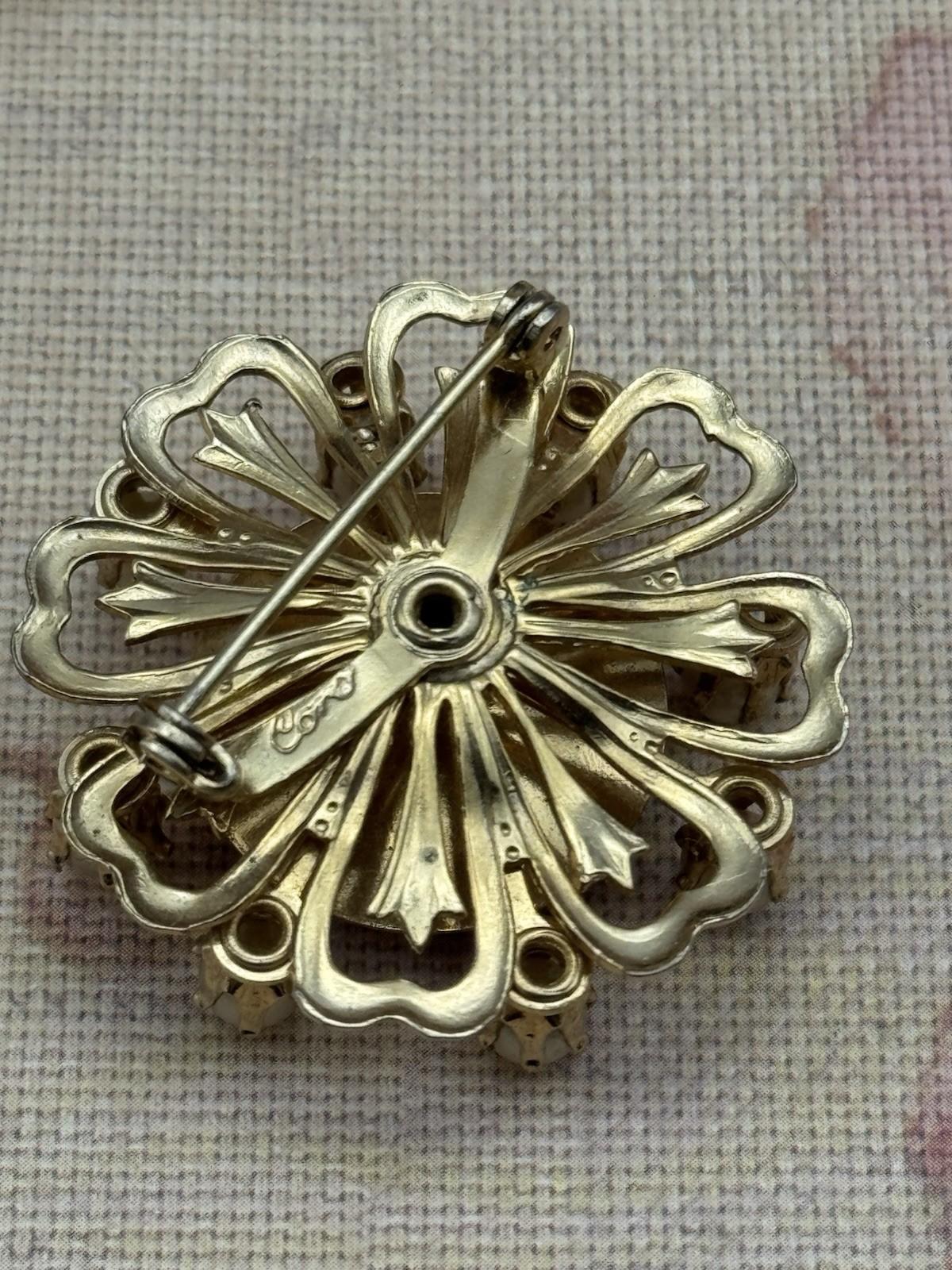 Signed Coro Brooch Faux Pearl & 57” Faux Pearl Necklace UNSIGNED Jewelry Set