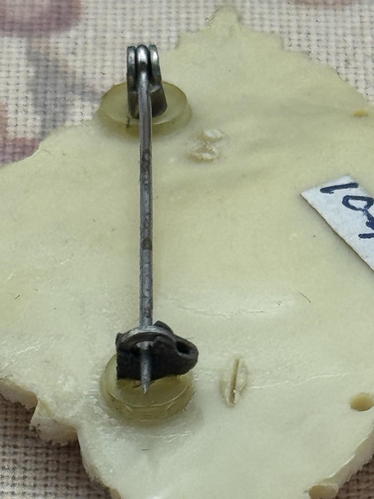 Vintage Brooch Early Plastics Floral Carved Chrysanthemum Flower Pin 2.5”