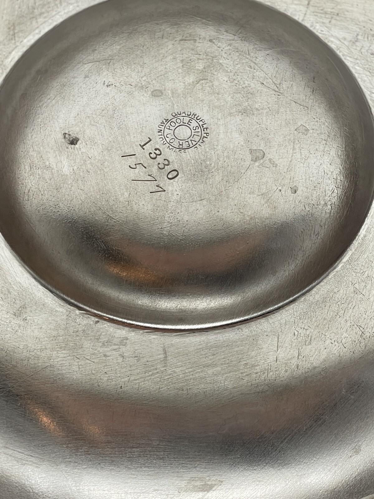 Antique Victorian Compote Satin Glass Ruffled Edge Silverplate Stand, 11” POOL