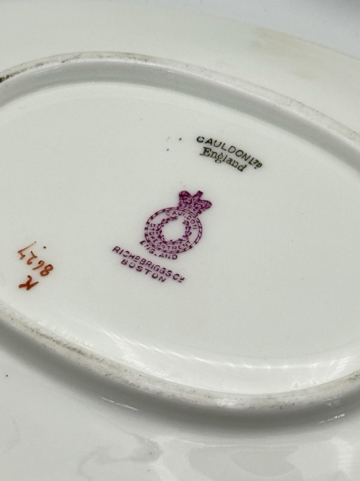 Antique Gravy Boat & Underplate Cauldon England Pink Roses Gilt c1900 RARE