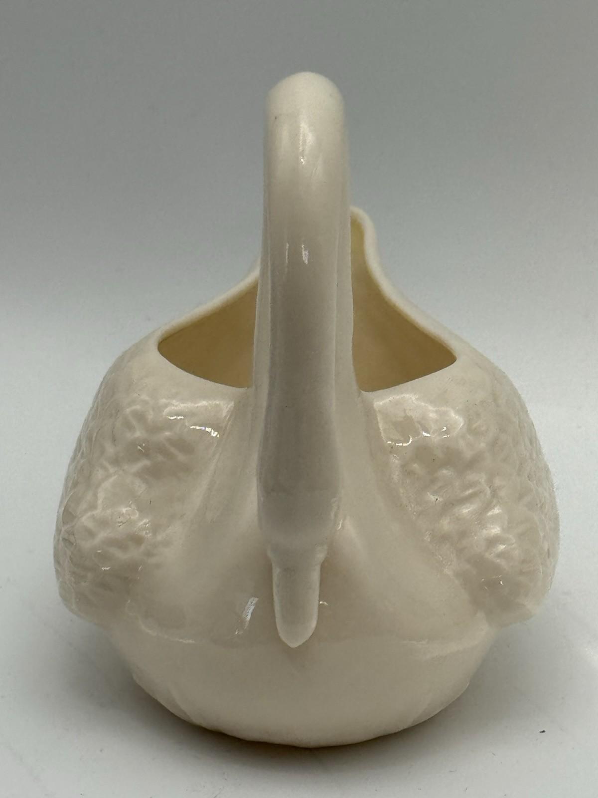 Vintage Belleek Swan Dish Creamer Ivory Porcelain Pottery 5.5”