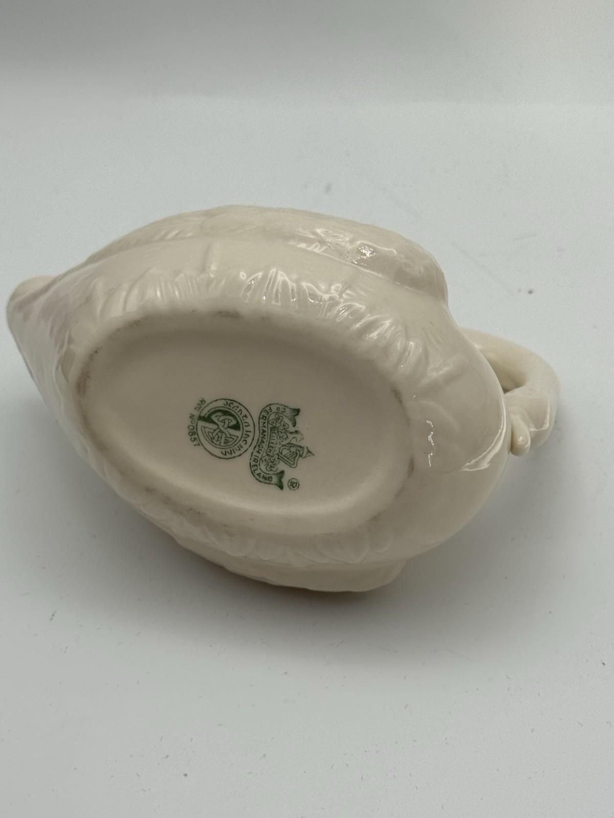 Vintage Belleek Swan Dish Creamer Ivory Porcelain Pottery 5.5”
