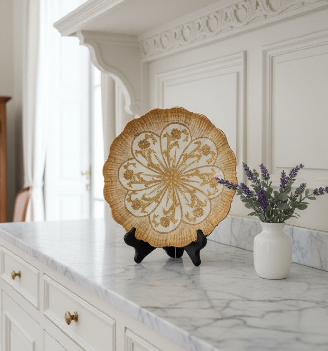 Antique Martial Redon Porcelain Plate 9” Limoges France Gold Shell Design