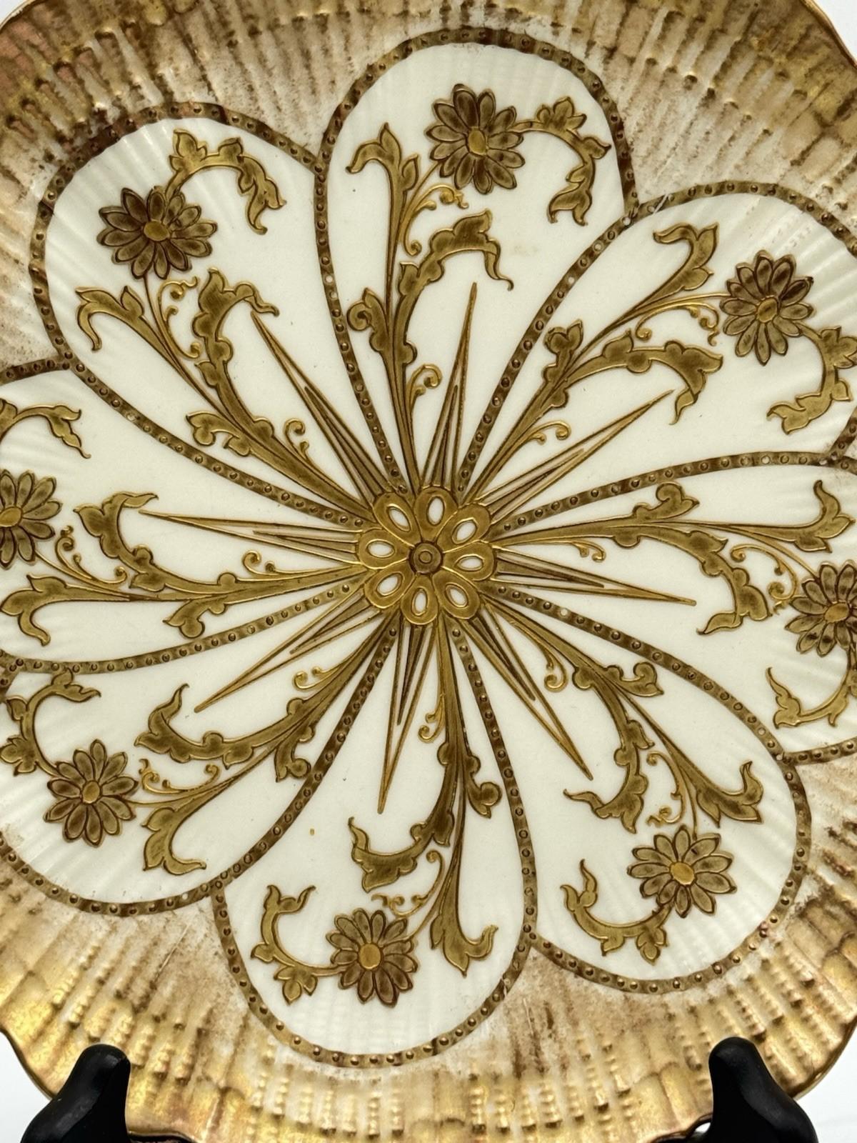 Antique Martial Redon Porcelain Plate 9” Limoges France Gold Shell Design