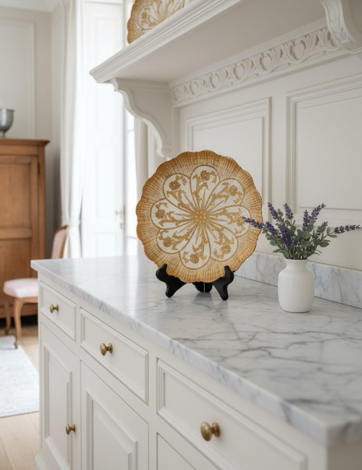 Antique Martial Redon Porcelain Plate 9” Limoges France Gold Shell Design