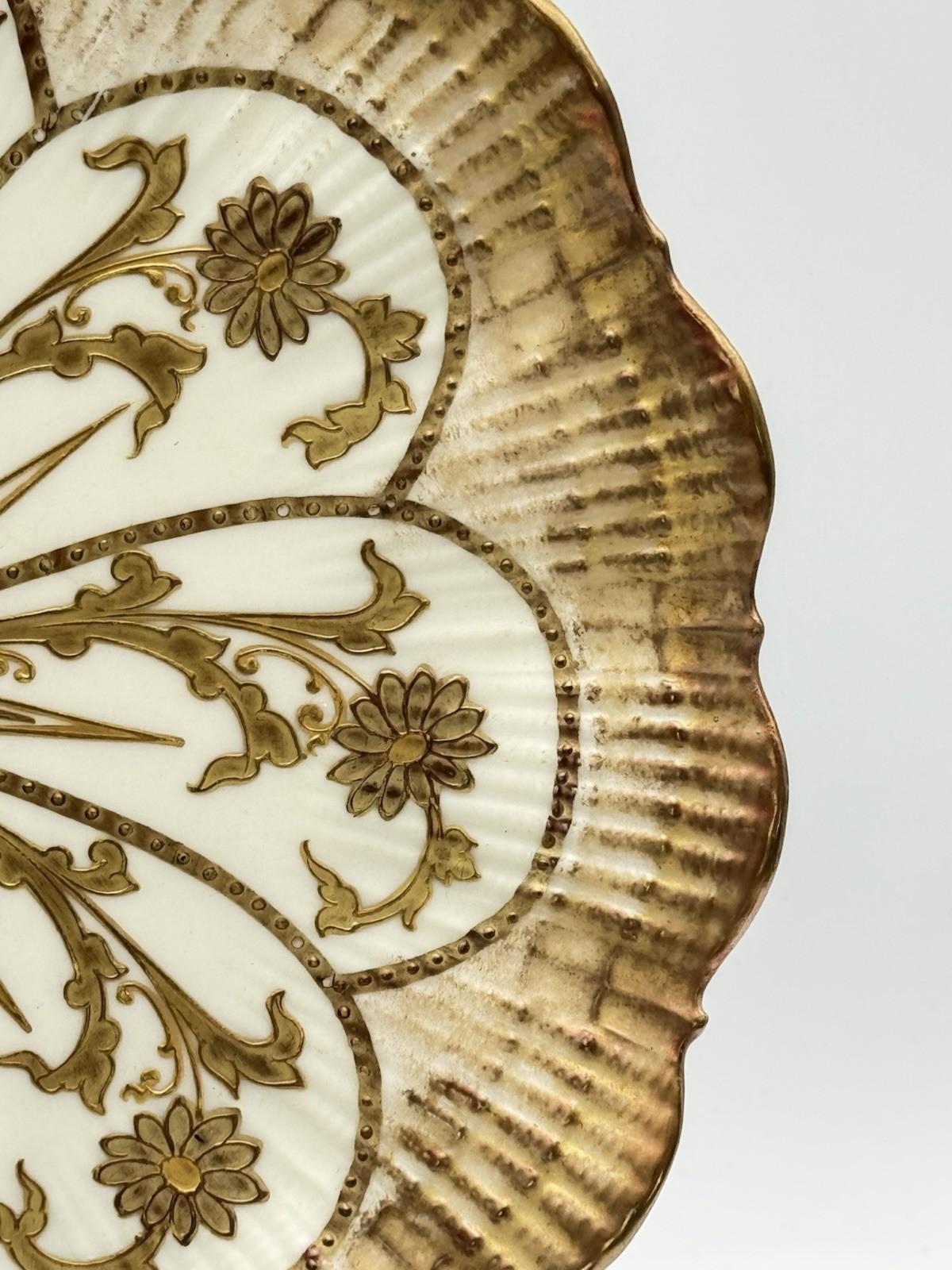 Antique Martial Redon Porcelain Plate 9” Limoges France Gold Shell Design