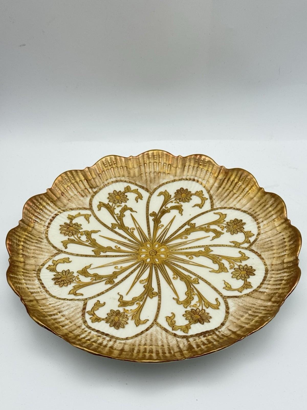 Antique Martial Redon Porcelain Plate 9” Limoges France Gold Shell Design