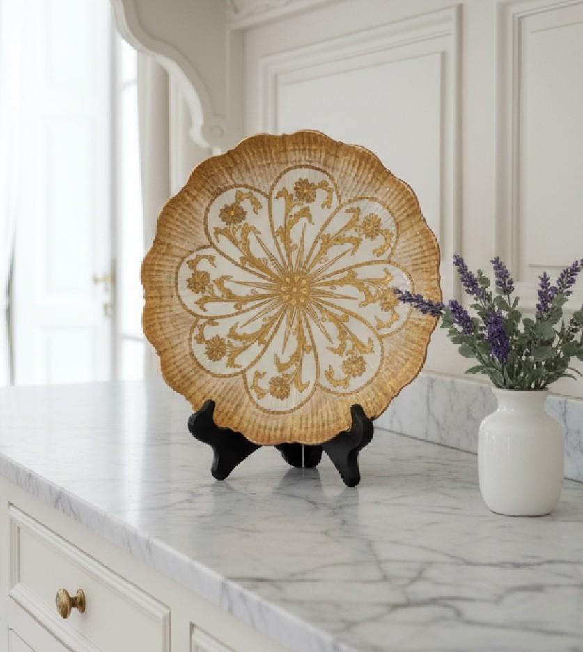 Antique Martial Redon Porcelain Plate 9” Limoges France Gold Shell Design