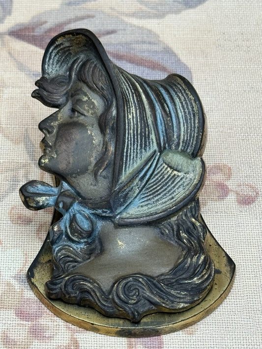 Antique JUDD Cast Iron Desk Clip – Lady in Bonnet Portrait, No. 5241
