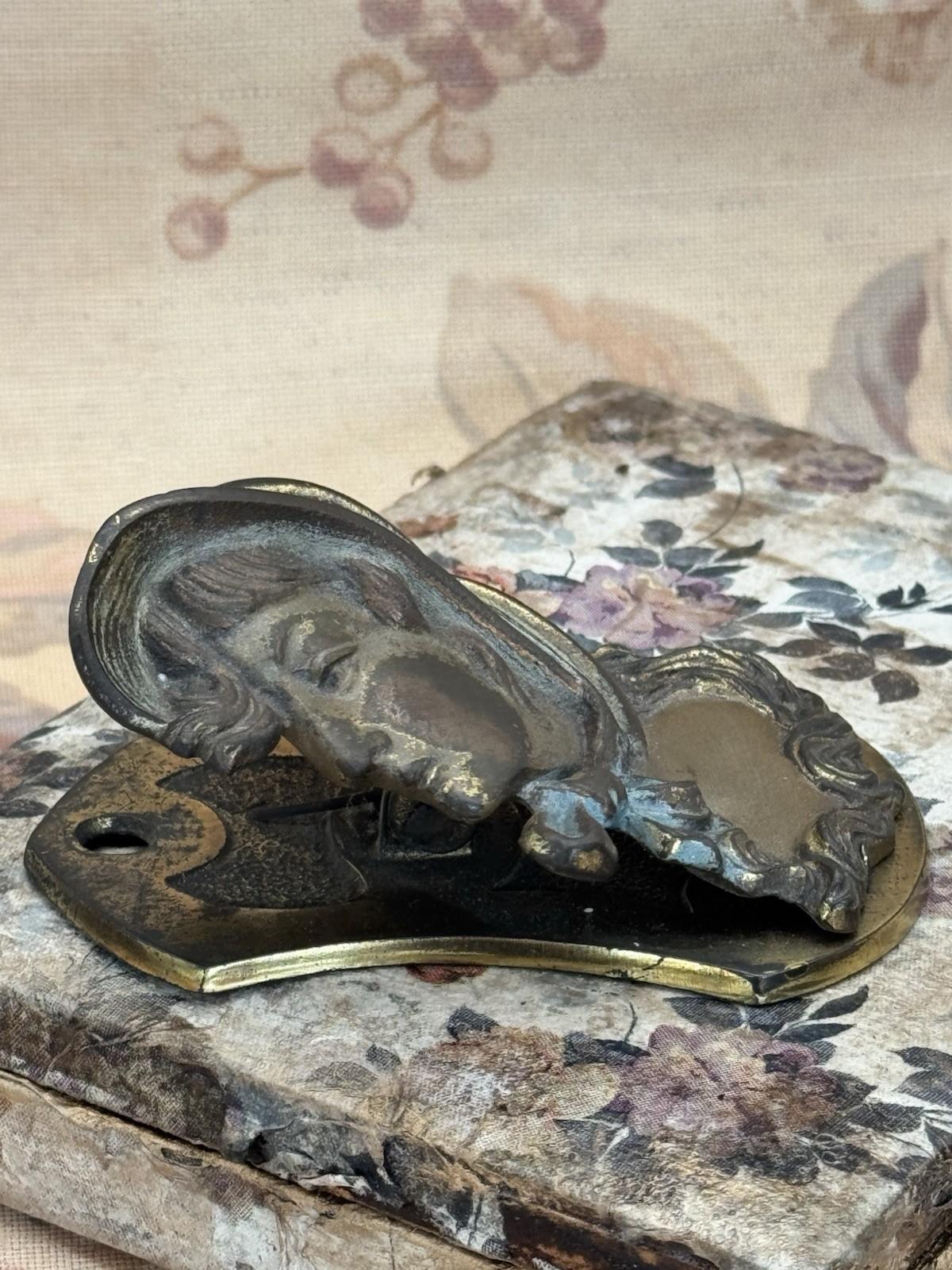 Antique JUDD Cast Iron Desk Clip – Lady in Bonnet Portrait, No. 5241