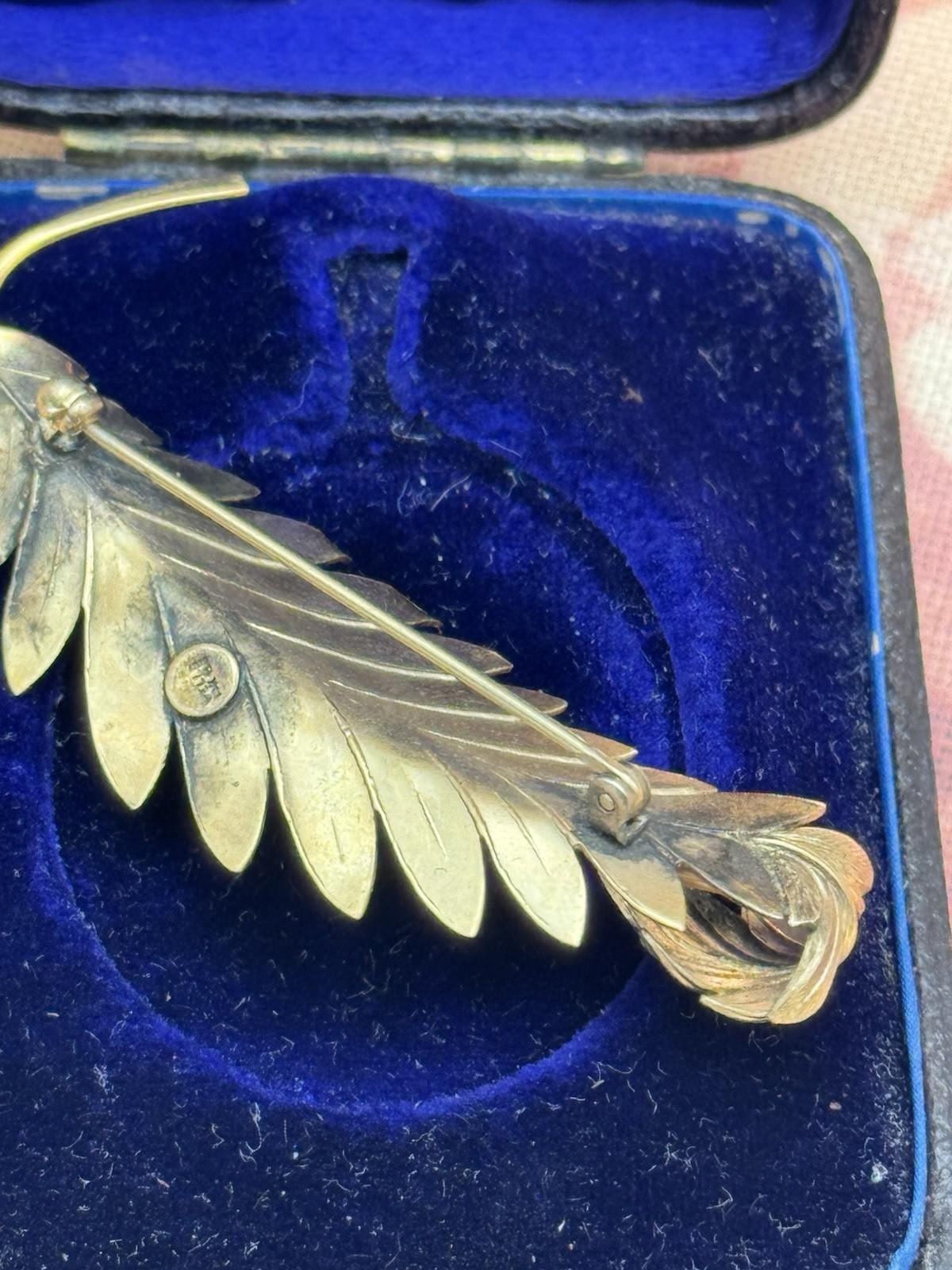 Vintage Welle 14K Gold Filled Leaf Brooch Pin – 2.25”