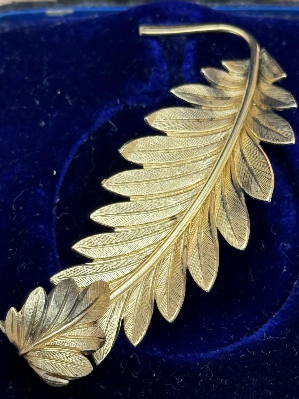 Vintage Welle 14K Gold Filled Leaf Brooch Pin – 2.25”