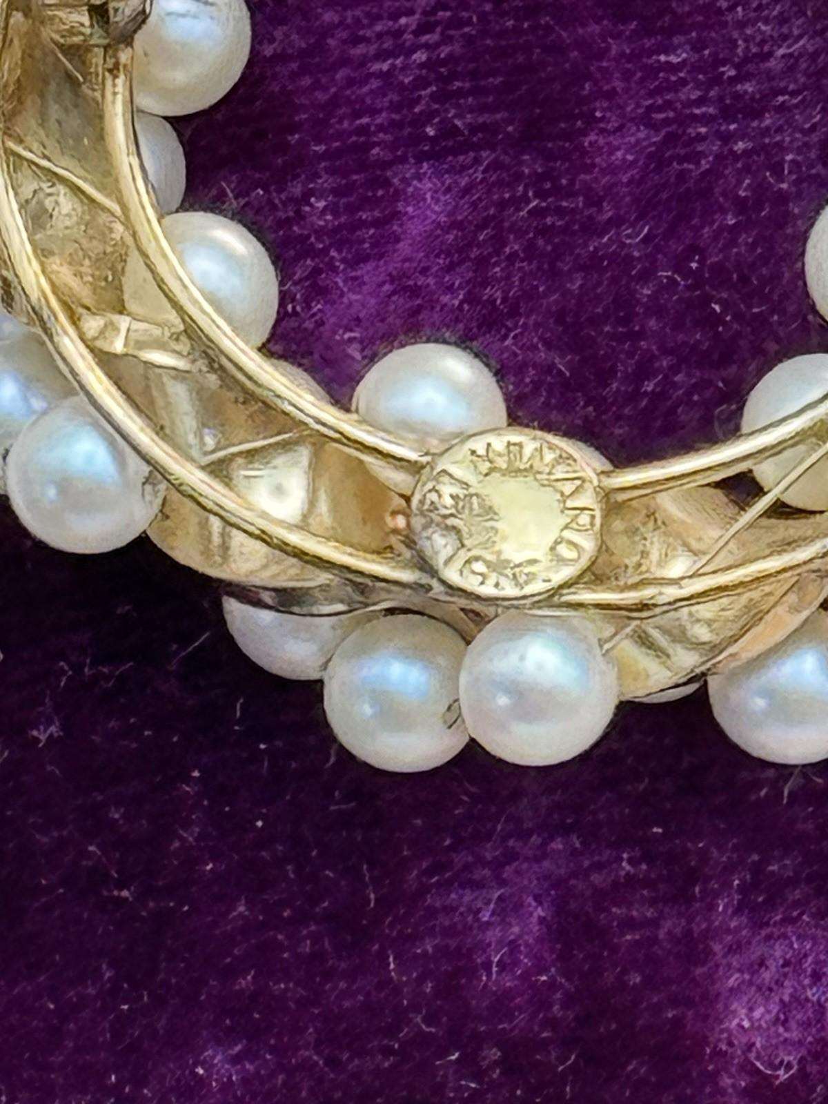 Vintage Winard 12K Gold Filled Faux Pearl Circle Brooch Pin