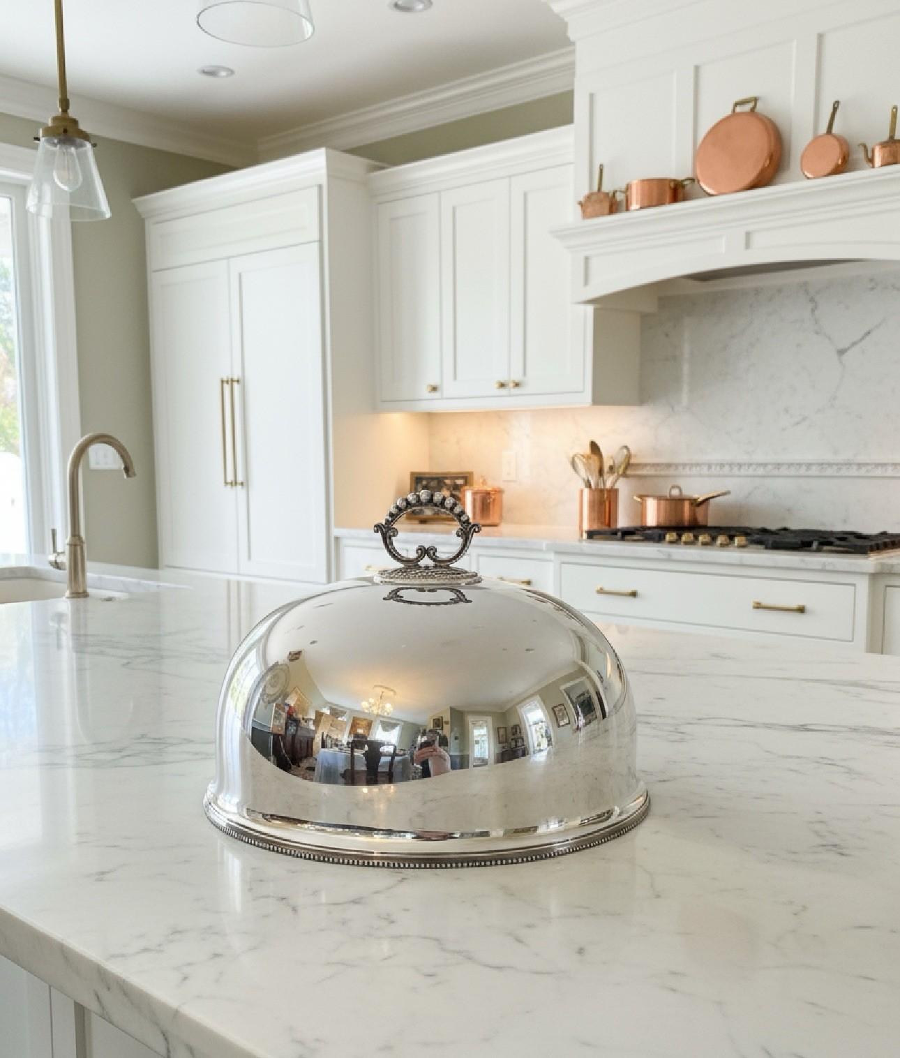 Large Antique Silverplate Poultry Meat Dome w/ Removable Handle 18” Mono