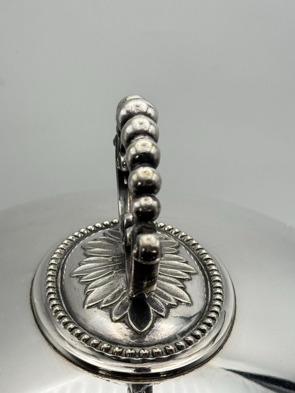 Large Antique Silverplate Poultry Meat Dome w/ Removable Handle 18” Mono