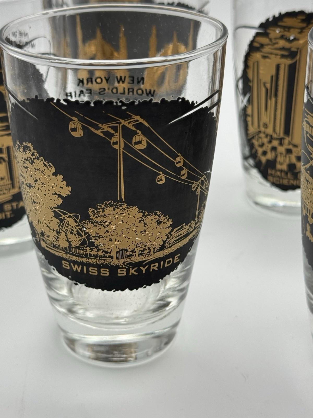 1964-65 New York World's Fair Iced Tea Glass Set of 8 Souvenir Glasses 14oz