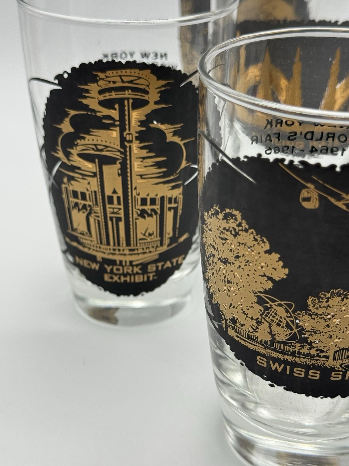 1964-65 New York World's Fair Iced Tea Glass Set of 8 Souvenir Glasses 14oz