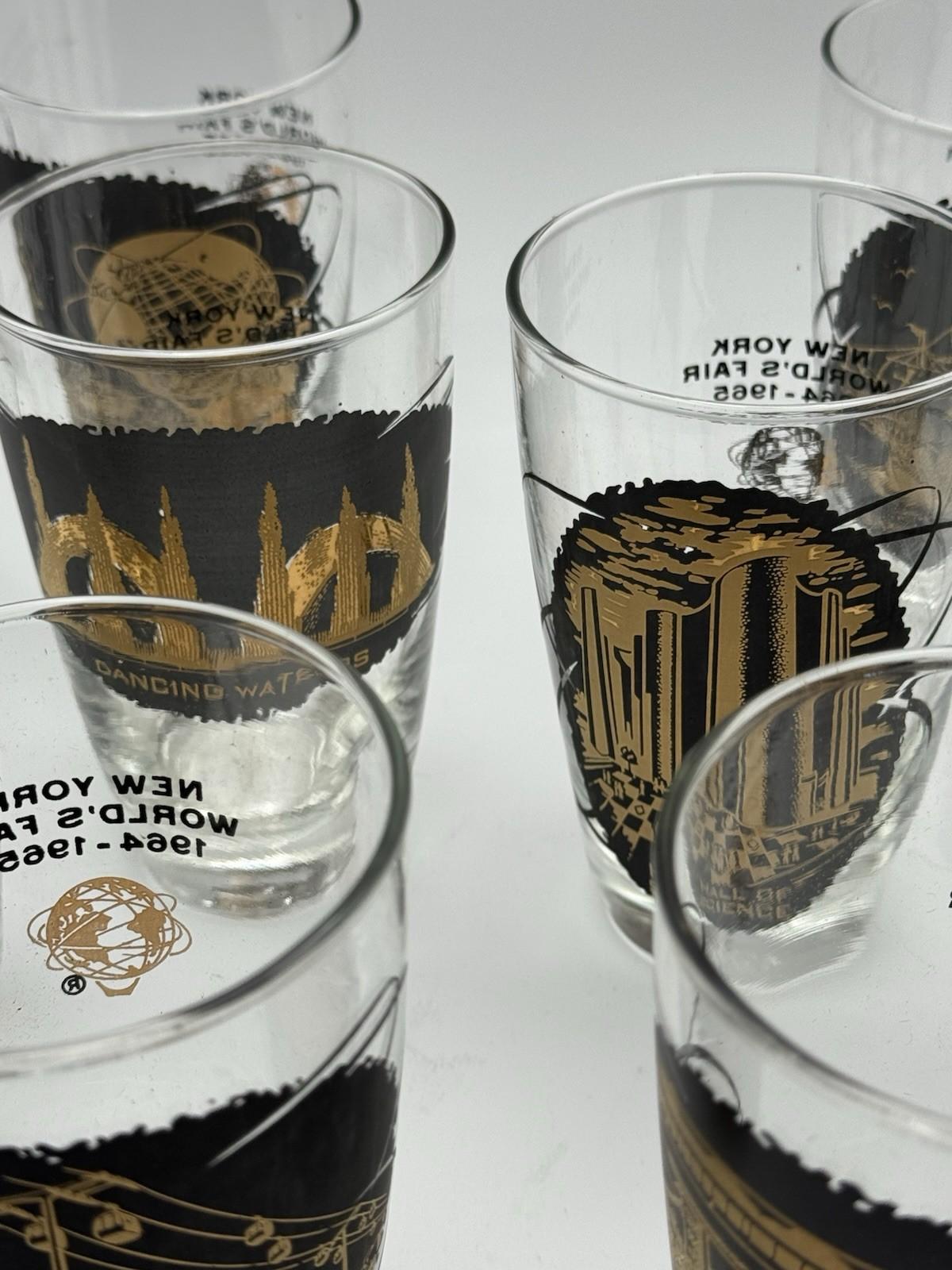 1964-65 New York World's Fair Iced Tea Glass Set of 8 Souvenir Glasses 14oz