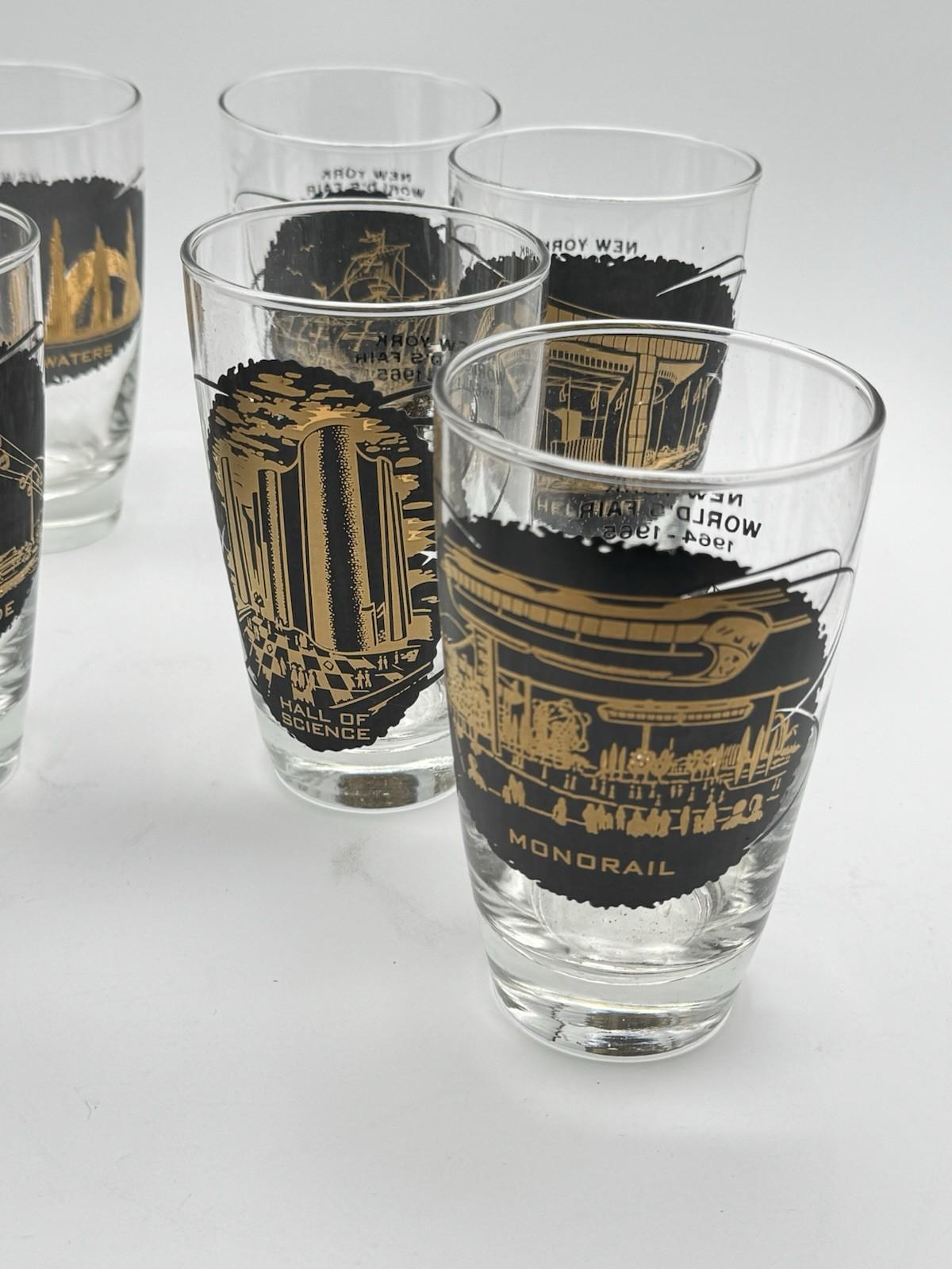1964-65 New York World's Fair Iced Tea Glass Set of 8 Souvenir Glasses 14oz
