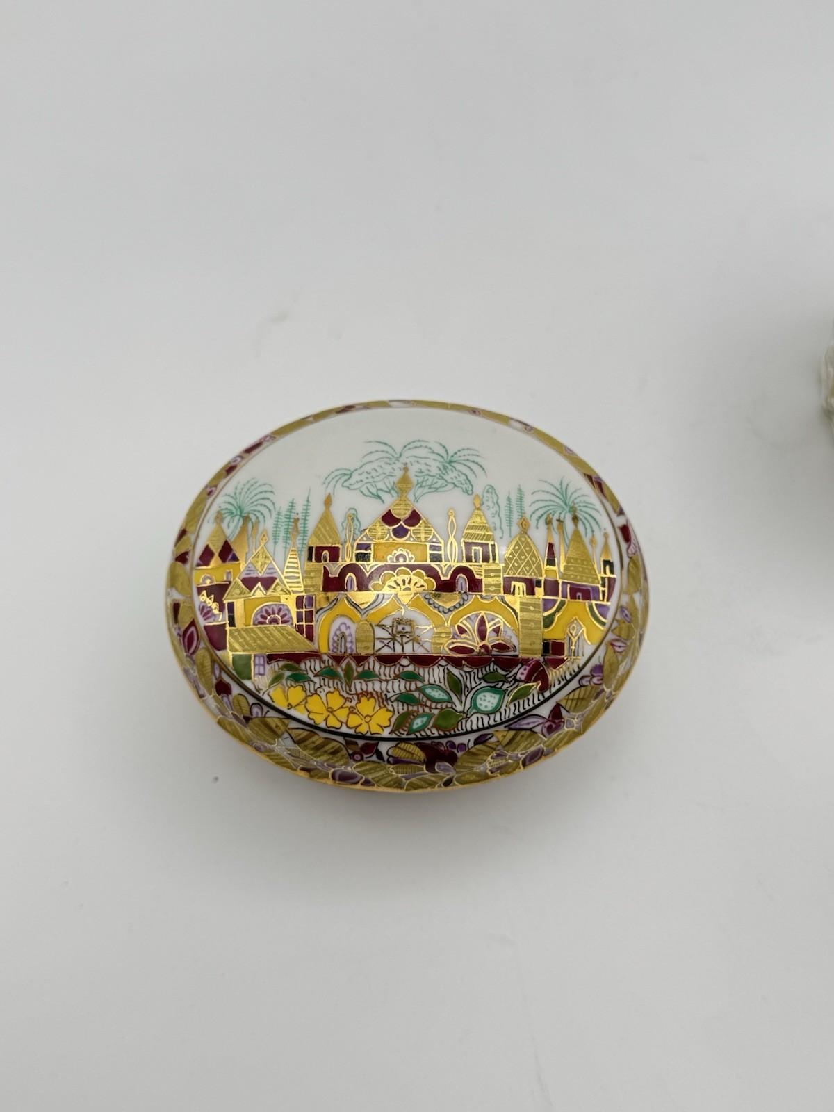 Lomonosov Porcelain Jewelry Box “Golden Spring” Hand-Painted Russia