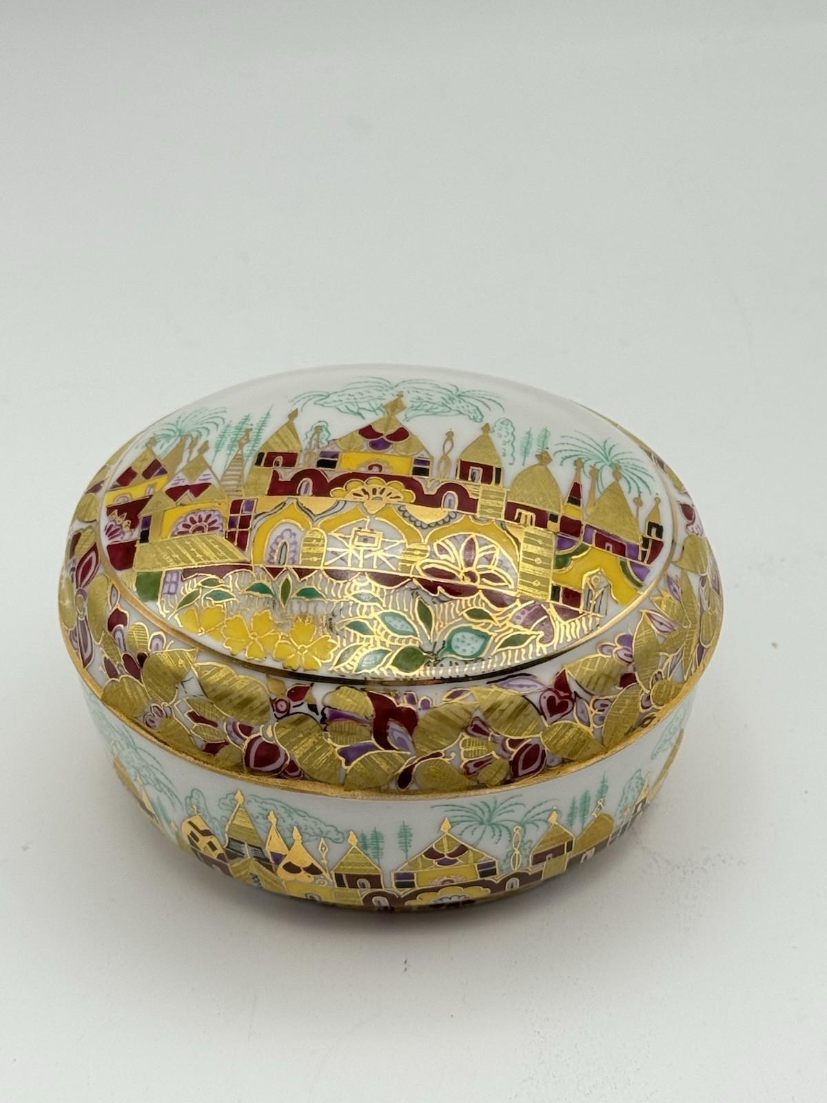 Lomonosov Porcelain Jewelry Box “Golden Spring” Hand-Painted Russia