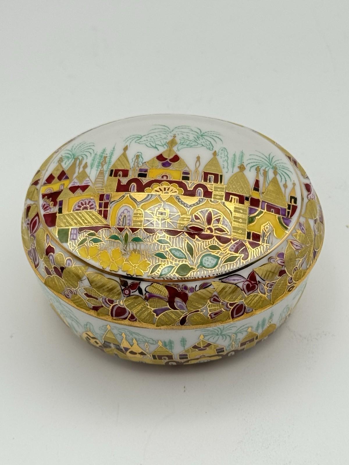 Lomonosov Porcelain Jewelry Box “Golden Spring” Hand-Painted Russia