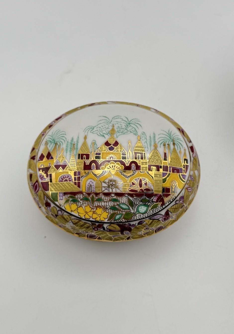 Lomonosov Porcelain Jewelry Box “Golden Spring” Hand-Painted Russia