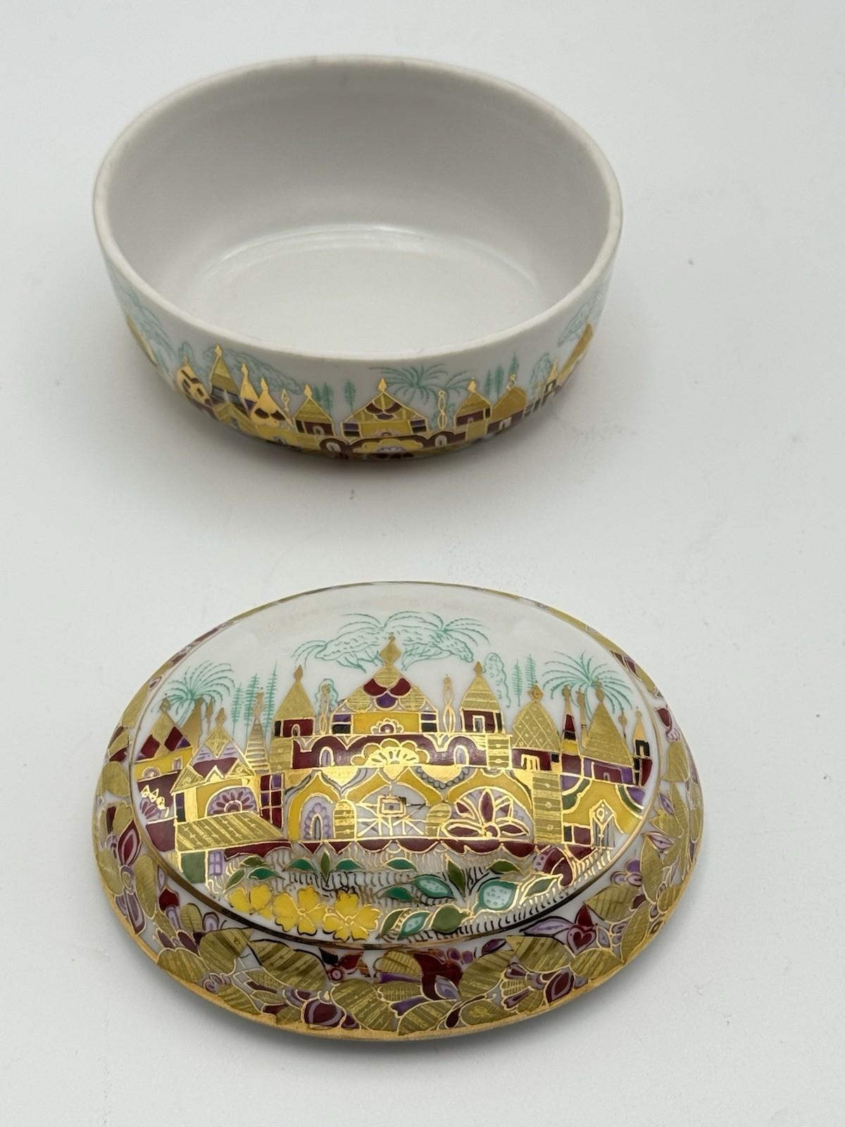 Lomonosov Porcelain Jewelry Box “Golden Spring” Hand-Painted Russia