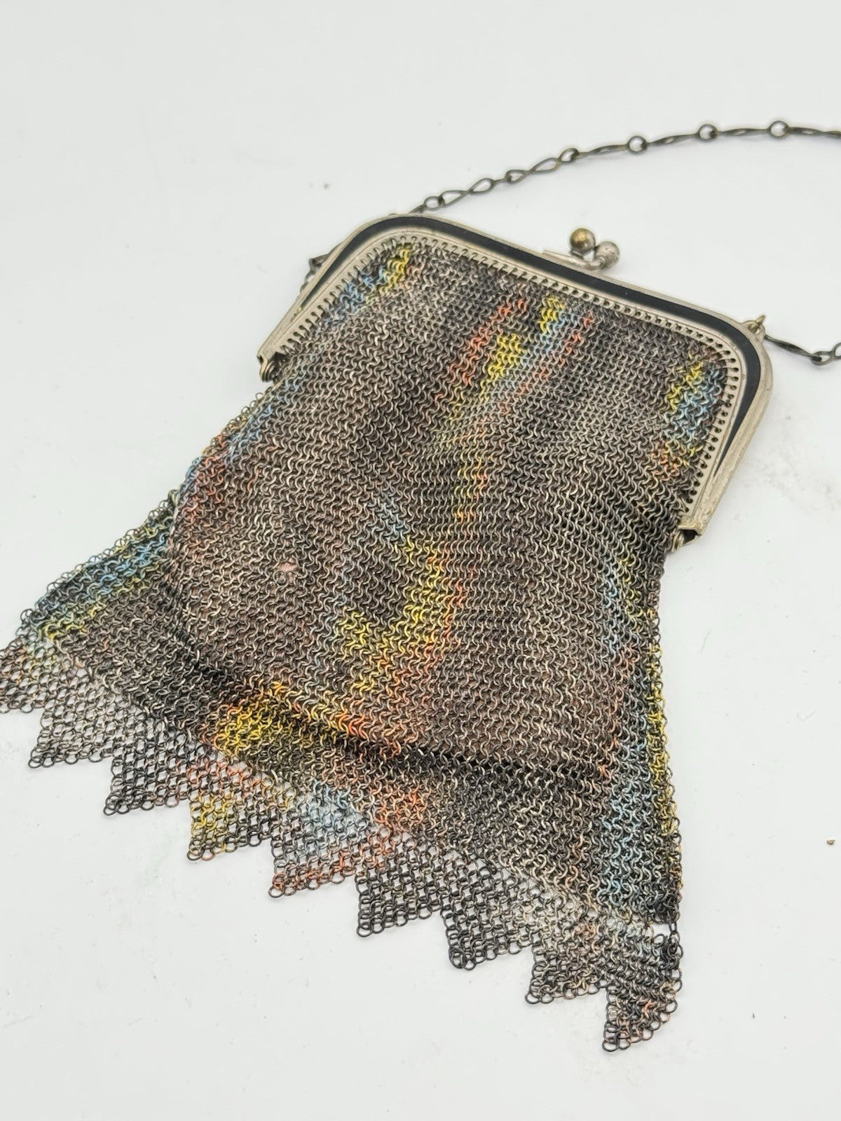 Antique Whiting & Davis Art Deco Enameled Mesh Purse – Circa 1920s