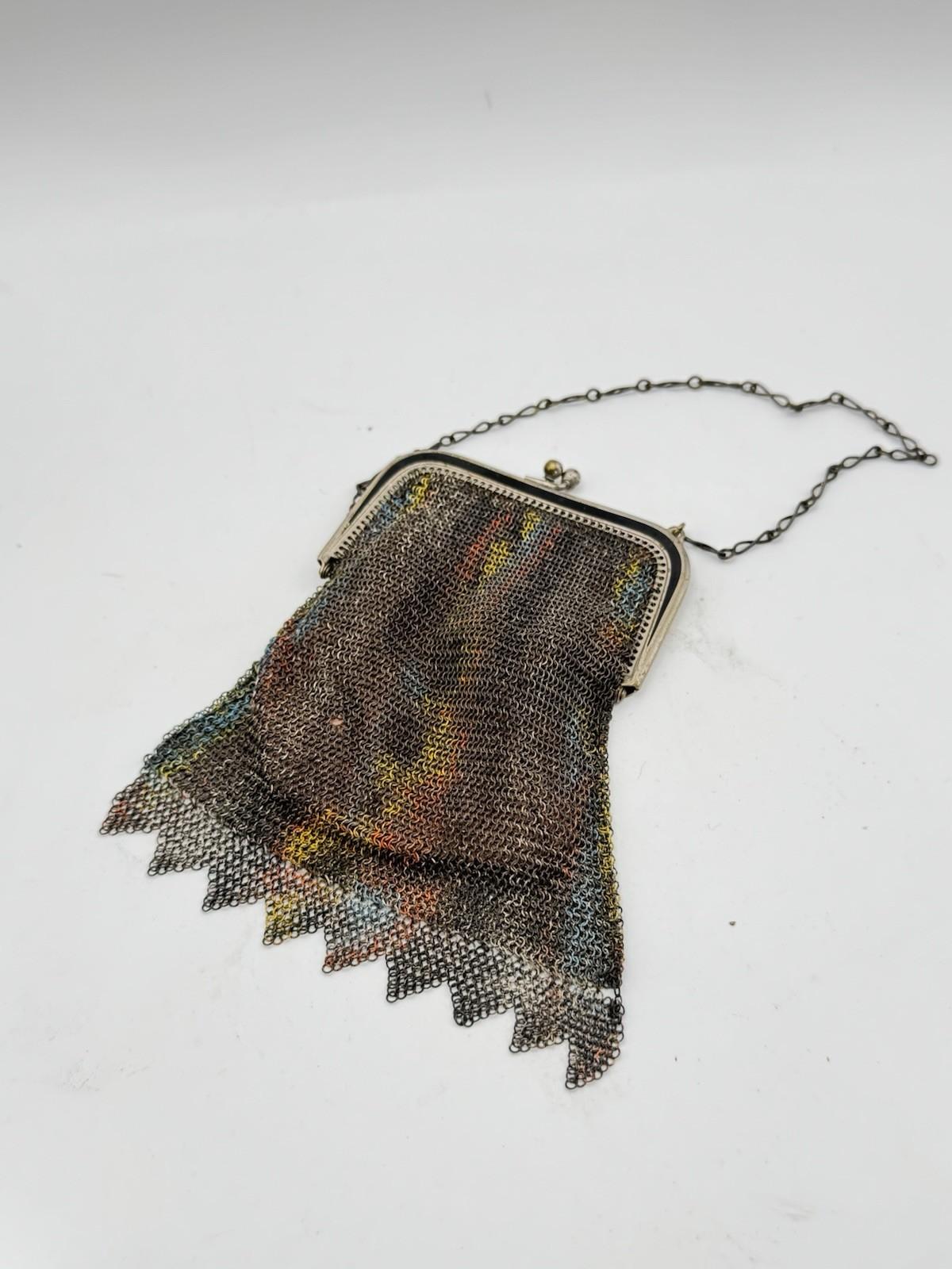 Antique Whiting & Davis Art Deco Enameled Mesh Purse – Circa 1920s