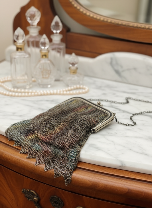 Antique Whiting & Davis Art Deco Enameled Mesh Purse – Circa 1920s