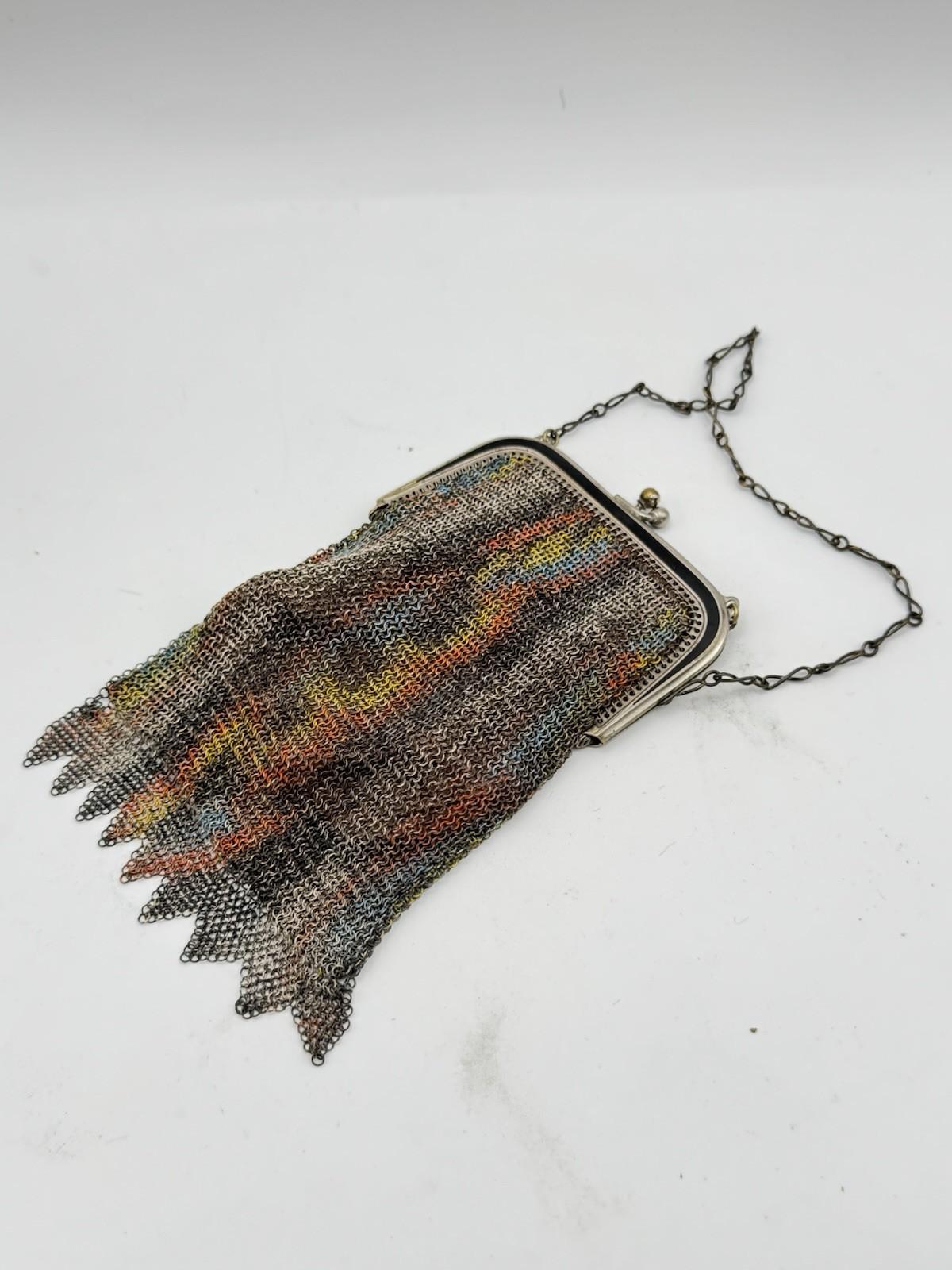 Antique Whiting & Davis Art Deco Enameled Mesh Purse – Circa 1920s