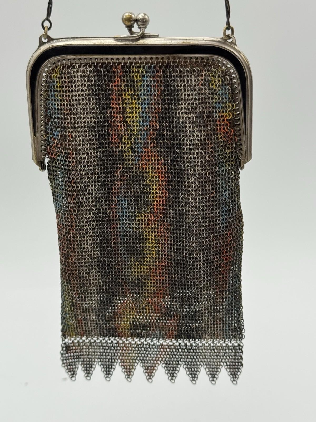Antique Whiting & Davis Art Deco Enameled Mesh Purse – Circa 1920s