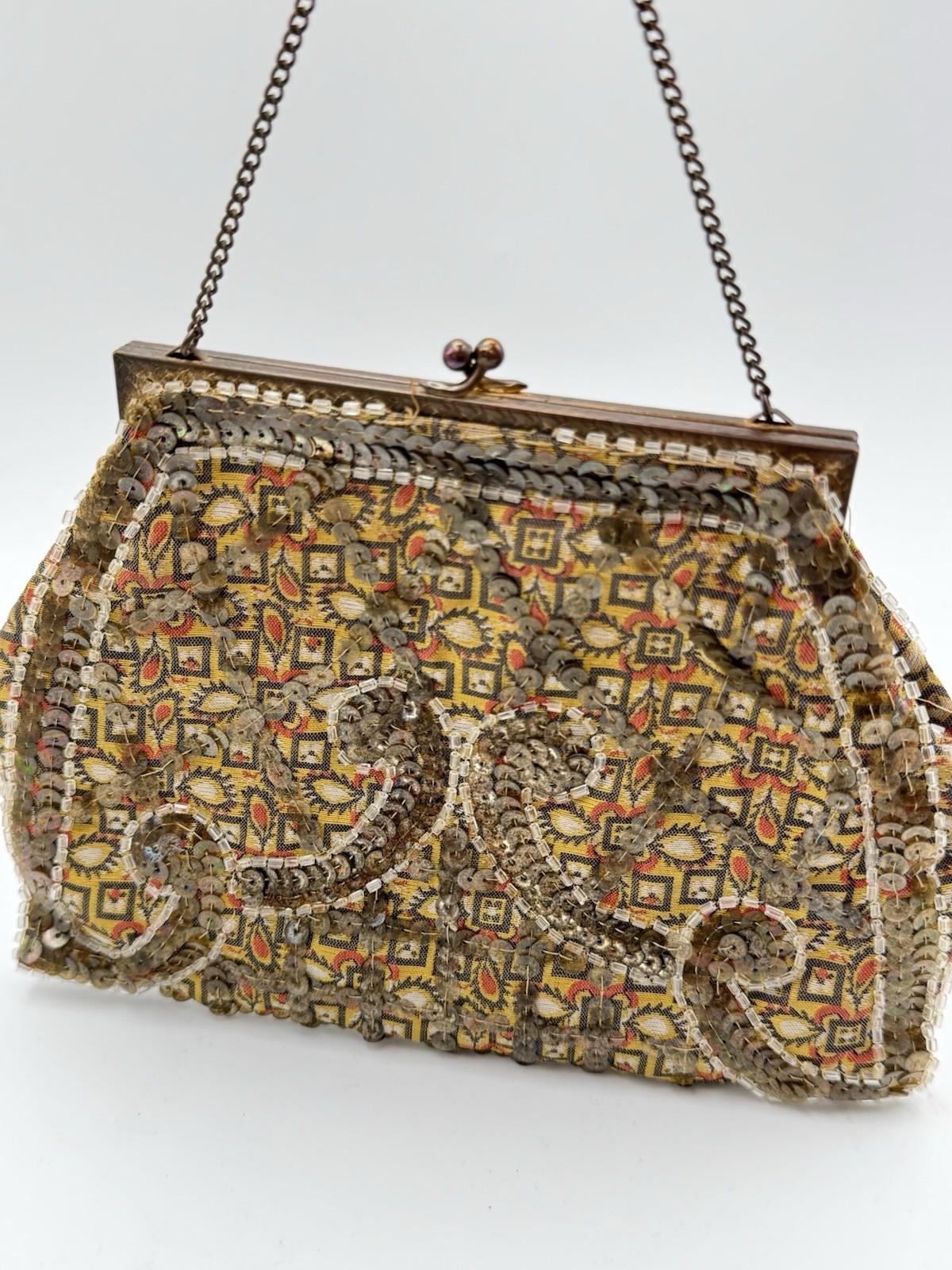 Antique French Art Deco Beaded Evening Bag – “Made in France,” Circa 1920s
